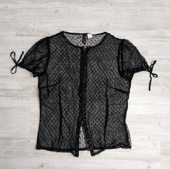 2 for $25 Divided by H&M Sheer Polka Dotted Blouse - Picture 1 of 3